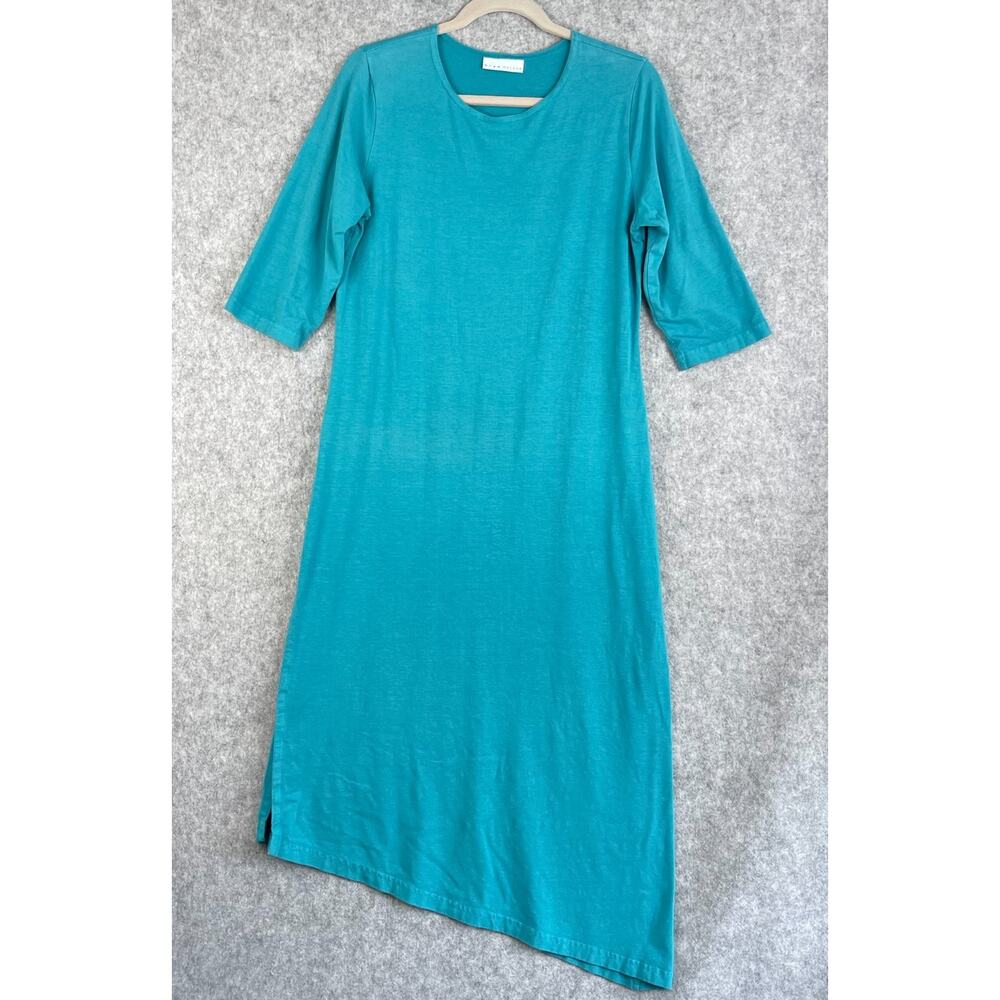 Bryn Walker Dress Womens Medium Blue Asymmetrical Bamboo Blend Lagenlook Coastal